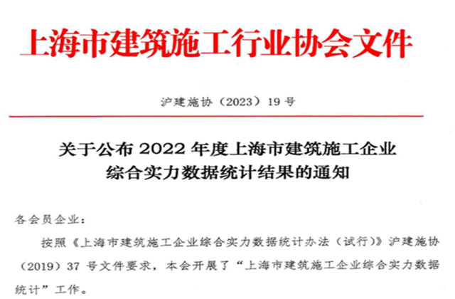 yh86银河国际建设集团连续七年蝉联“上海市进沪施工30强企业第一名”